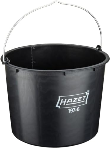 HAZET construction bucket 20 197-6 I with liter capacity: 2 to 20 l, made from recycled materials I Transport of mortar, sand, water or tools on the construction site and in the garden I Made in Germany on sale